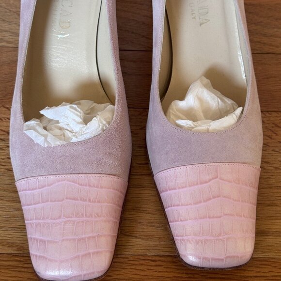 Escada Women's Pink Suede Croc Pumps - Picture 3 of 8